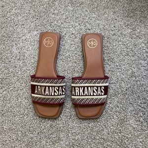 Arkansas Slide Sandals - Brown and Cream